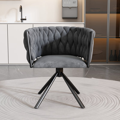 31cm H Tufted Velvet Upholstered Metal Armchair