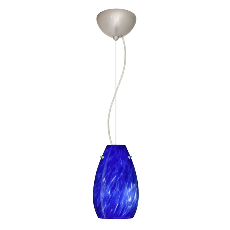 Drasner 1 - Light Single Pendant, LED, Satin Nickel, Blue Cloud