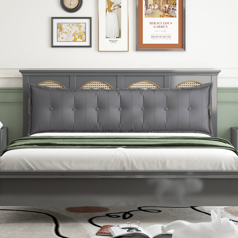 Large Linen Headboard Backrest Reading Body Pillow, Gray, 20" x 76"