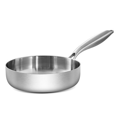 11 Inch Tri-Ply Stainless Steel Deep Frying Pan Compatible with All Cooktops