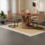 Ensembles de table de salle à manger modernes avec bois aggloméré, chaises en tissu brun pour la cuisine