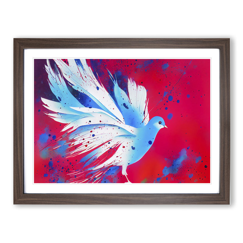 Dove Bird Splash Vol.4 Abstract - Single Picture Frame Print, Walnut Framed, 34cm H x 46cm W x 2cm D