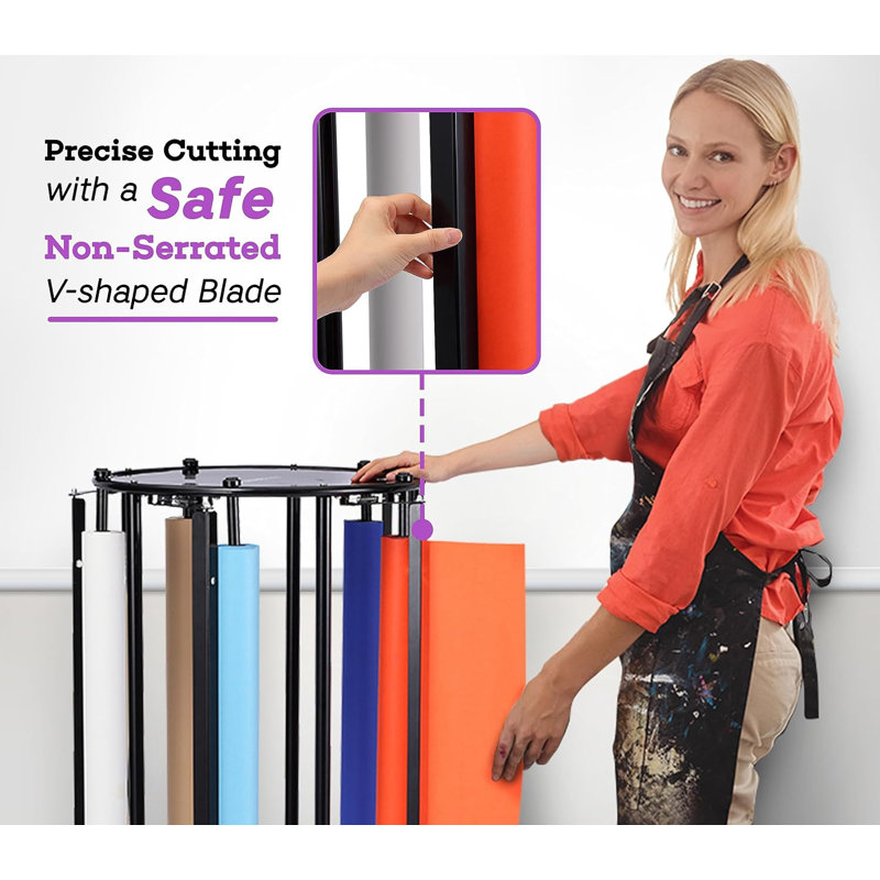 Black Metal Large Paper Roll Dispenser with Wheels
