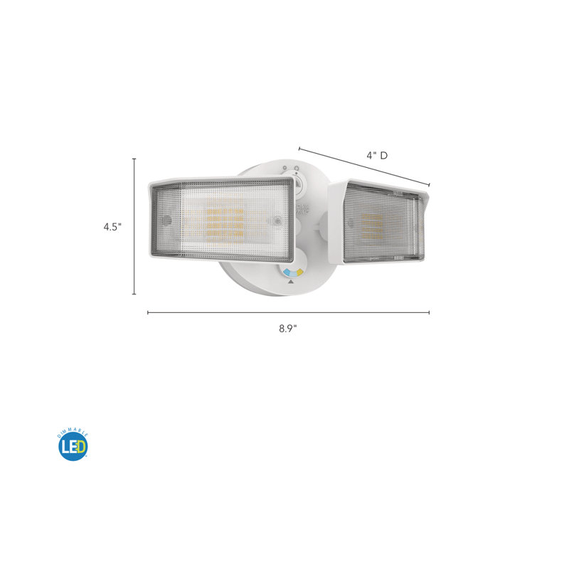 White Dual Head LED Outdoor Security Flood Light