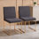 Ensemble de 2 chaises d'appoint rembourrées en tissu gris anthracite avec cadre en métal doré pour salle à manger contemporaine