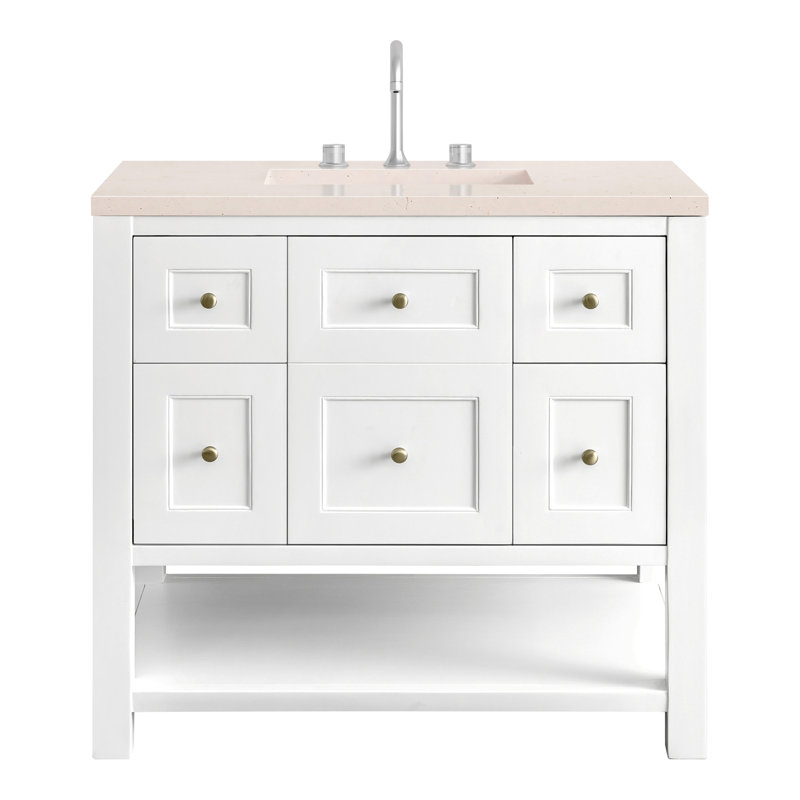 Breckenridge 36'' W Single Vanity, Bright White, White Zeus, 8" Widespread