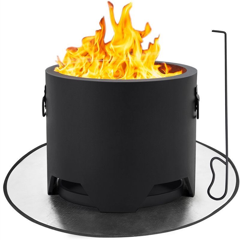 Tulsha Iron Outdoor Fire Pit with Lid, 13.6" H x 16" W x 16" D