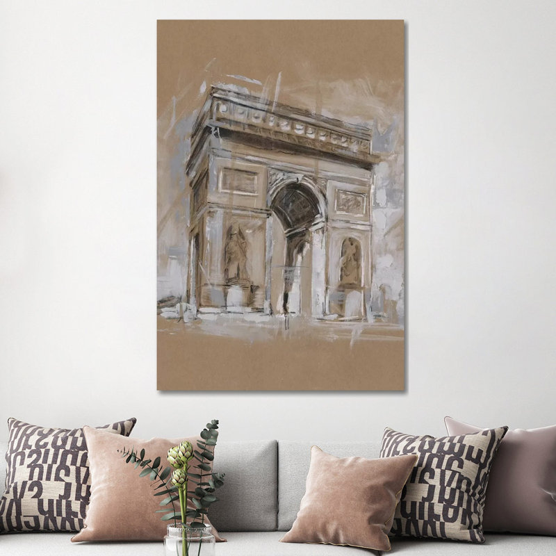 "Brushtravail architecture Study I" par Ethan Harper, reproduction d’art, H 60 po x l 40po x P 1,5 po, Toile tendue