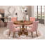 L'ensemble de salle à manger 5 pièces contient une table de cuisine en bois et 4 chaises Parson en tissu de polyester rouge beige avec dossier capitonné, noyer antique-1345602896