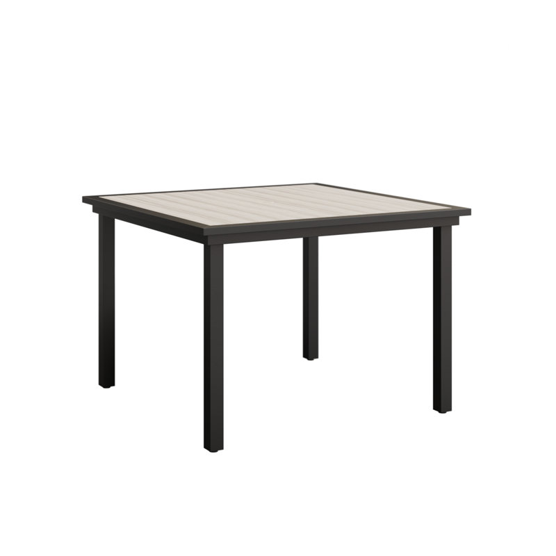 Vida Outdoor Square Dining Table, Seashell, Matte Black