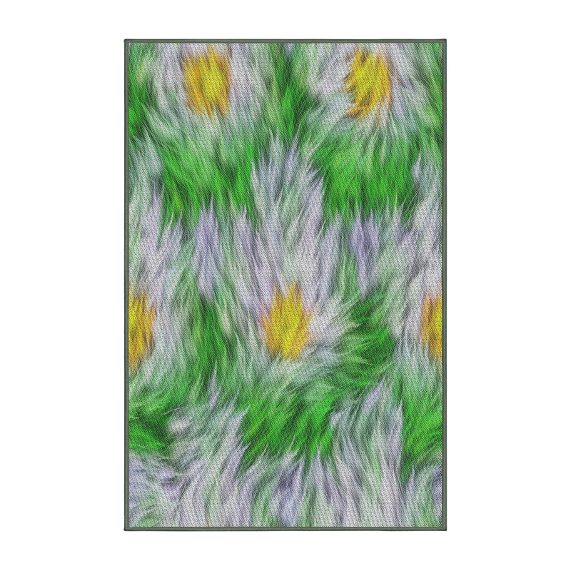 Tapis floral vert / jaune, Rectangle 5 pi x 8 pi
