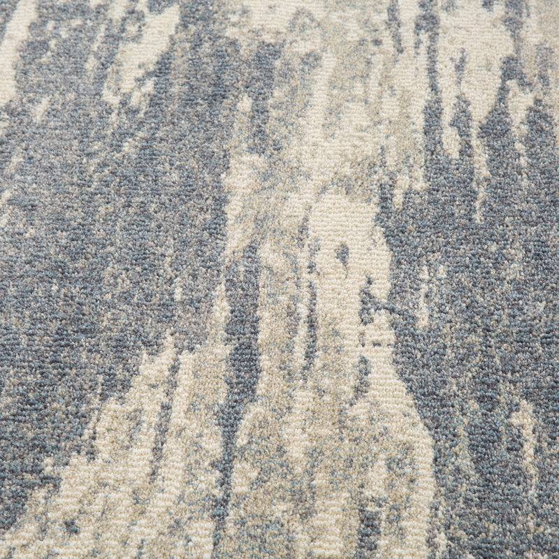 Tapis abstrait gris fait à la machine, Rectangle 9 pi 2 po x 12 pi 2 po