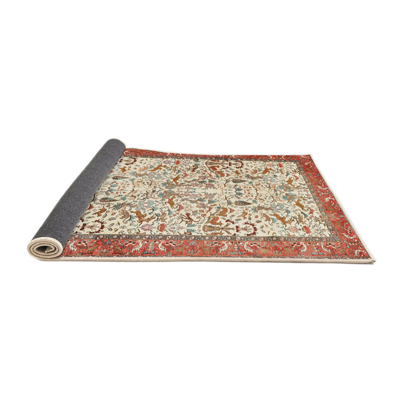 Tapis oriental beige / rouge, Rond 8 pi