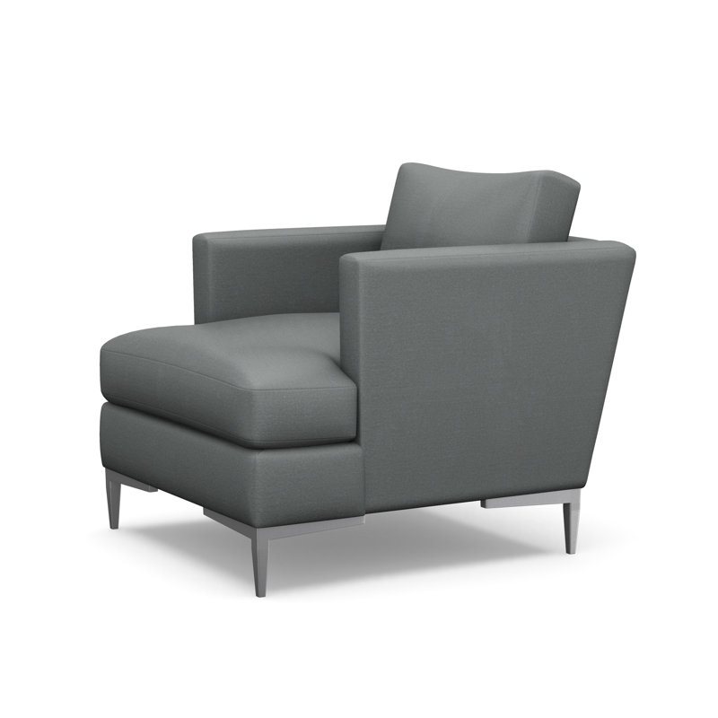 Aiden Accent Chair, Linden Delft, Polished Stainless