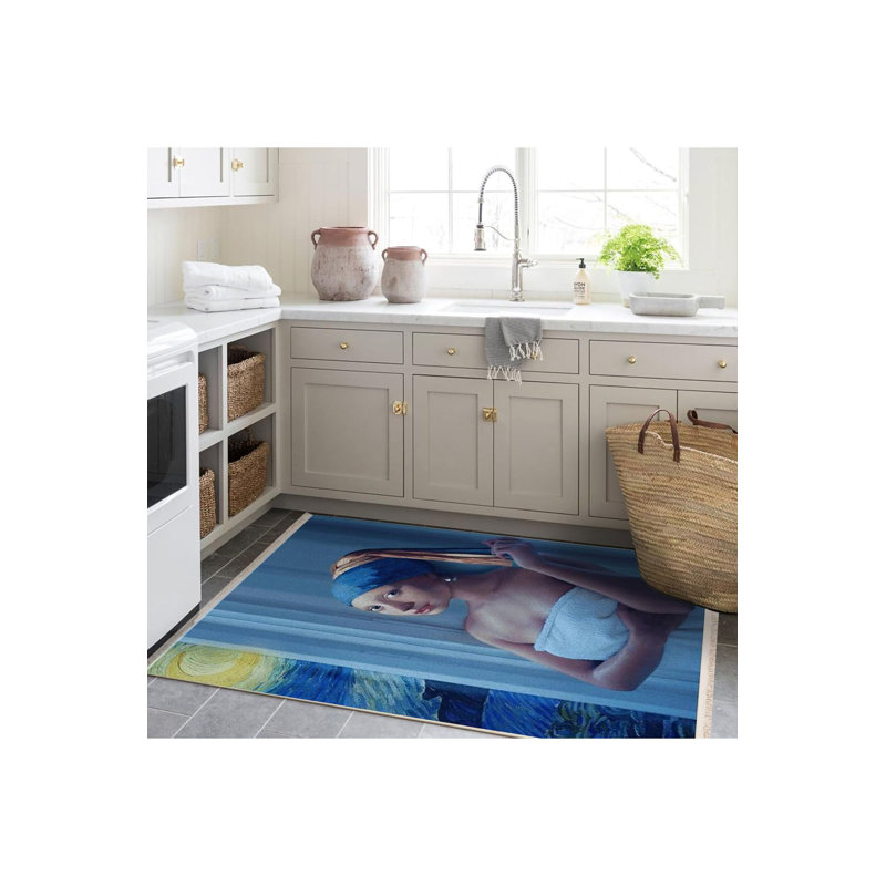 Tapis décoratif lavable à la machine Modern Art, Tapis de couloir 3 pi 3 po x 9 pi 10 po