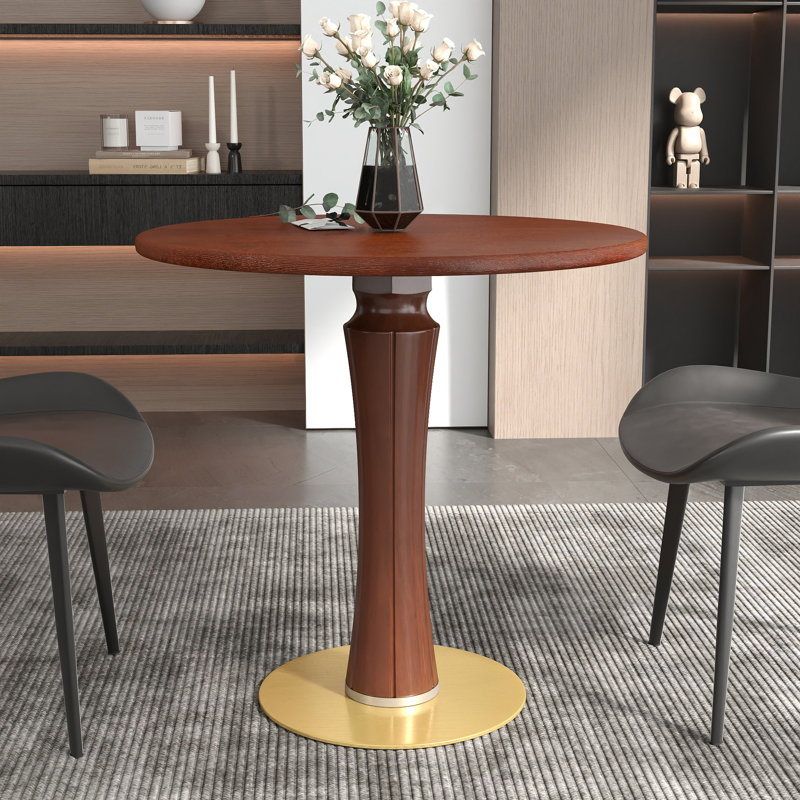 31.49 " Solid Wood Round Conference Table and 2 Chairs, Black