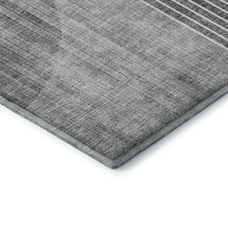 Premium Machine Washable Prisco Charcoal Rug, Rectangle 5' x 7'6"