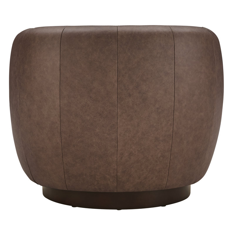 Fauteuil demi-tonneau en cuir Marcy Geniue, Walnut
