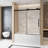 Frameless Single Sliding Shower Door  56-60 "W, 1/4 "(6 Mm) Clear Tempered Glass, Explosion Proof Film, Stainless Steel Handle,Square Tube Track-118574641