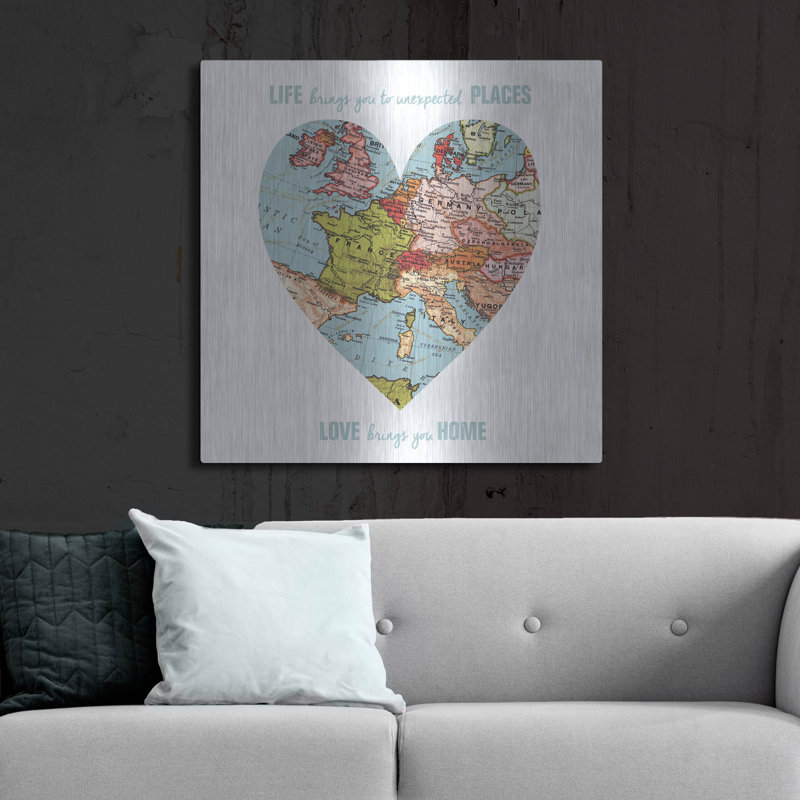  «Love Map» par Erin Clark, art mural en métal, 36 po x 36 po, H 36 po x l 36 po