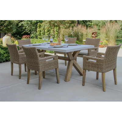 Ensemble de salle à manger rectangulaire pour 6 personnes 74 "Fleur avec coussins Fleur