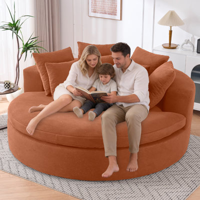 Canapé-lit rond surdimensionné de 178 cm (70 po), canapé circulaire en velours côtelé avec coussins de dossier moelleux, canapé nuage à assise profonde pour salon, chambre ou cinéma maison