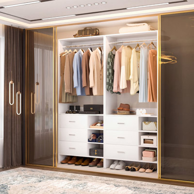 5ft Closet System with Wooden Drawers and Hanging Rods