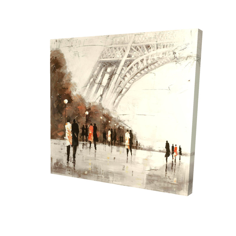Les gens qui marchent près de la Tour Eiffel - Art sur toile romantique