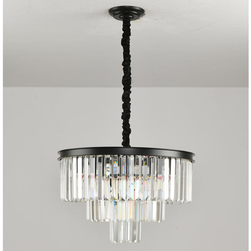Geboe 6 - Light Dimmable Tiered Chandelier, Black
