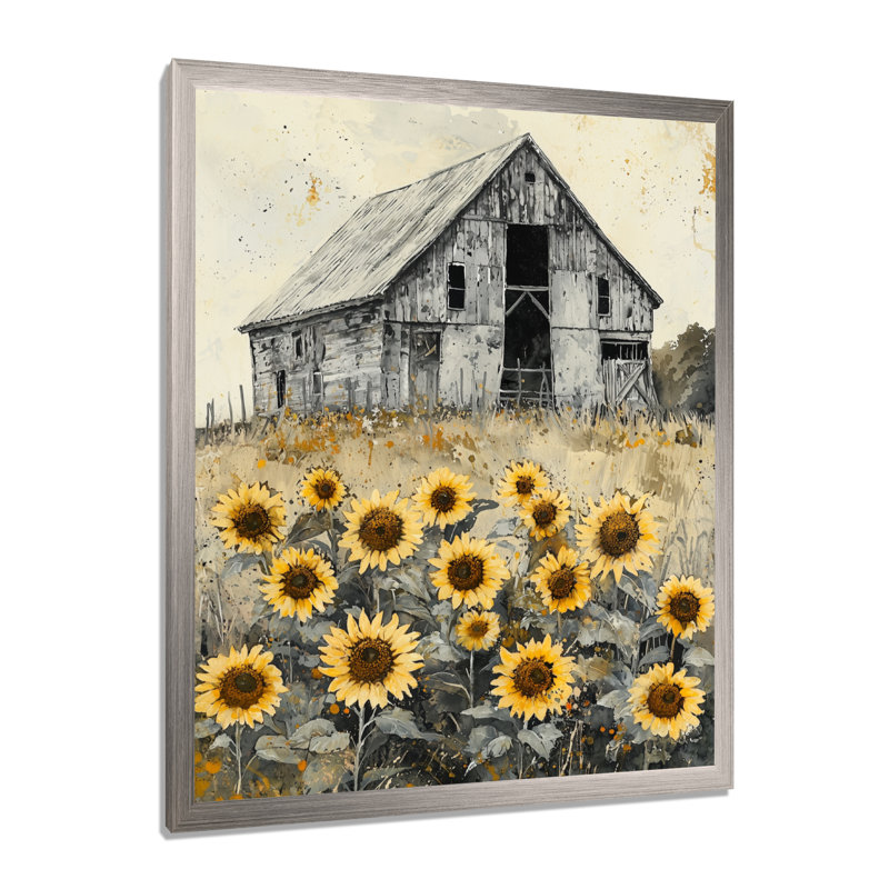 Dorsy - impression sur toile florale, H 20 po x l 12 po, Picture Framed, Argent argent