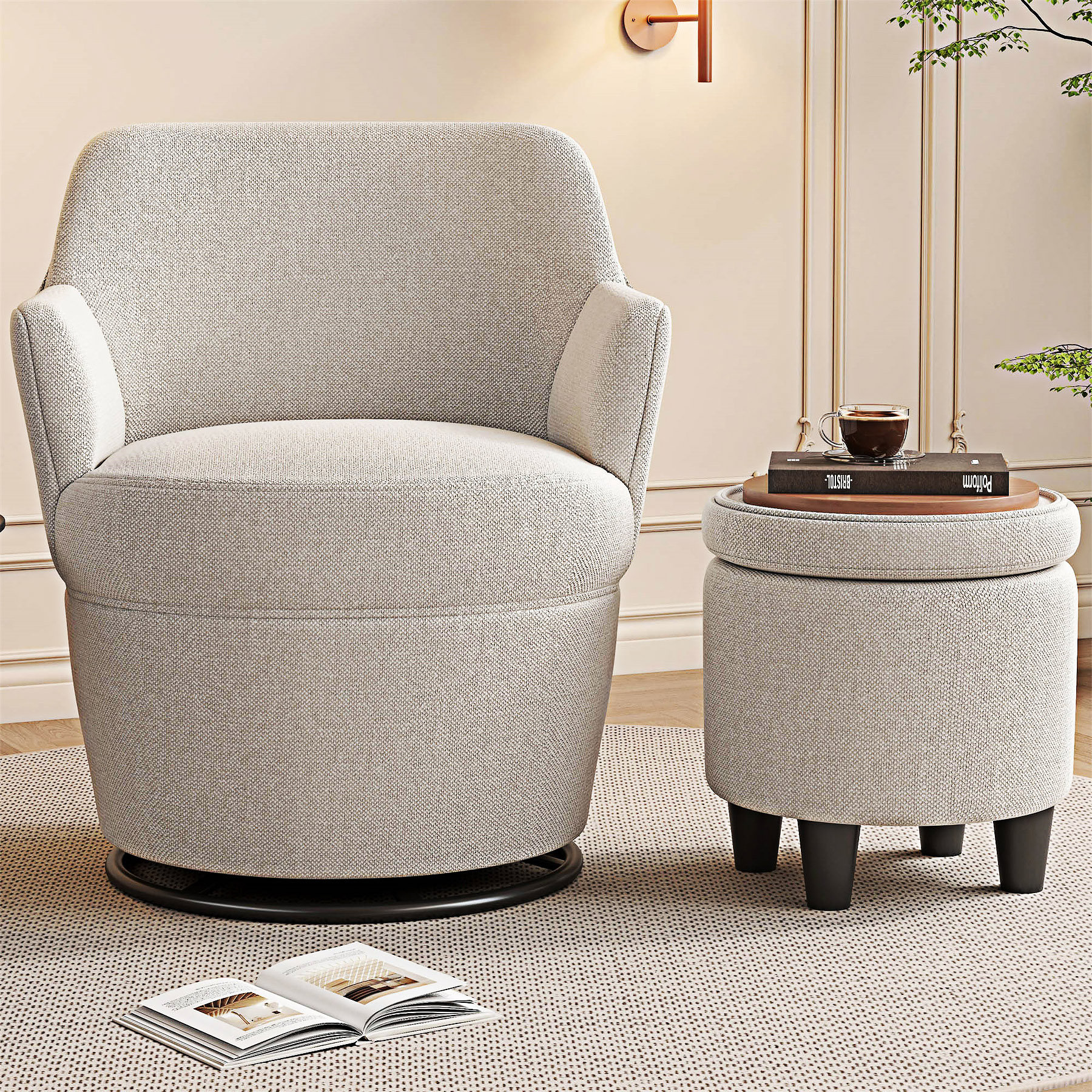 Ebern Designs Modern Swivel Accent Chair with Ottoman - Wayfair Canada