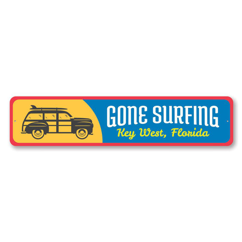Panneau en aluminium Gone Surfing Key West, H 6 po x l 24 po x P 0,06 po