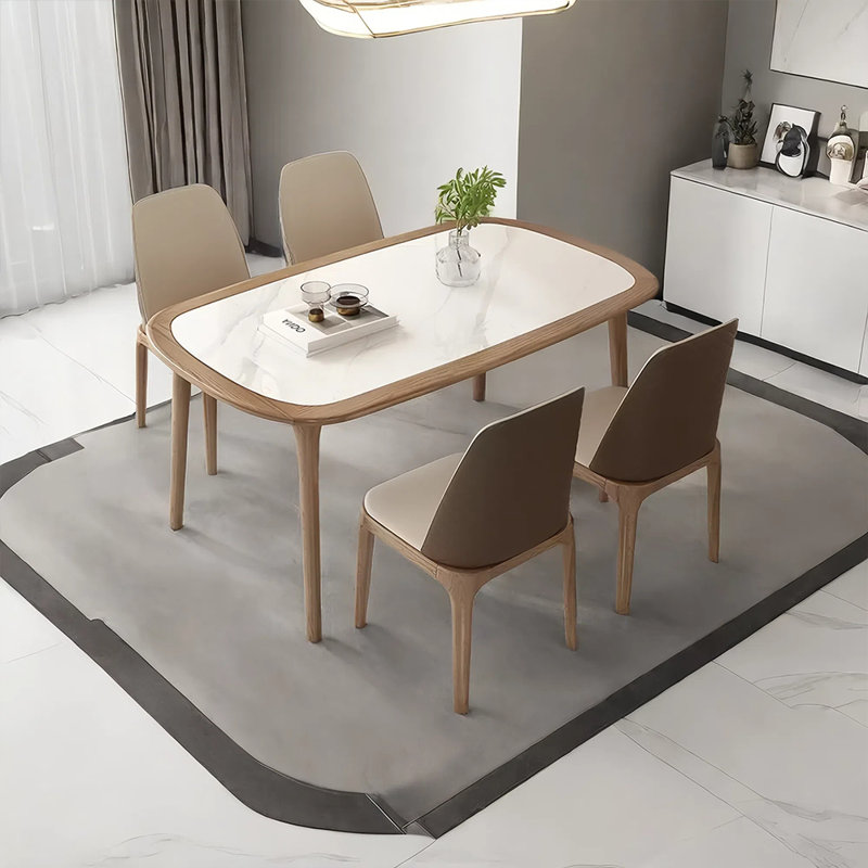 Ensemble de table de salle à manger et de chaises en bois massif Bright Rock, H 29,52 po x L 62,99 po x l 35,43 po