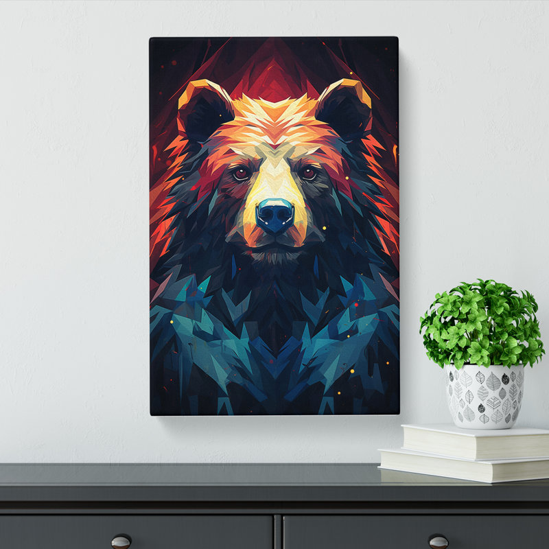 Bear Geometric - Wrapped Canvas Print, 50cm H x 35cm W x 3cm D