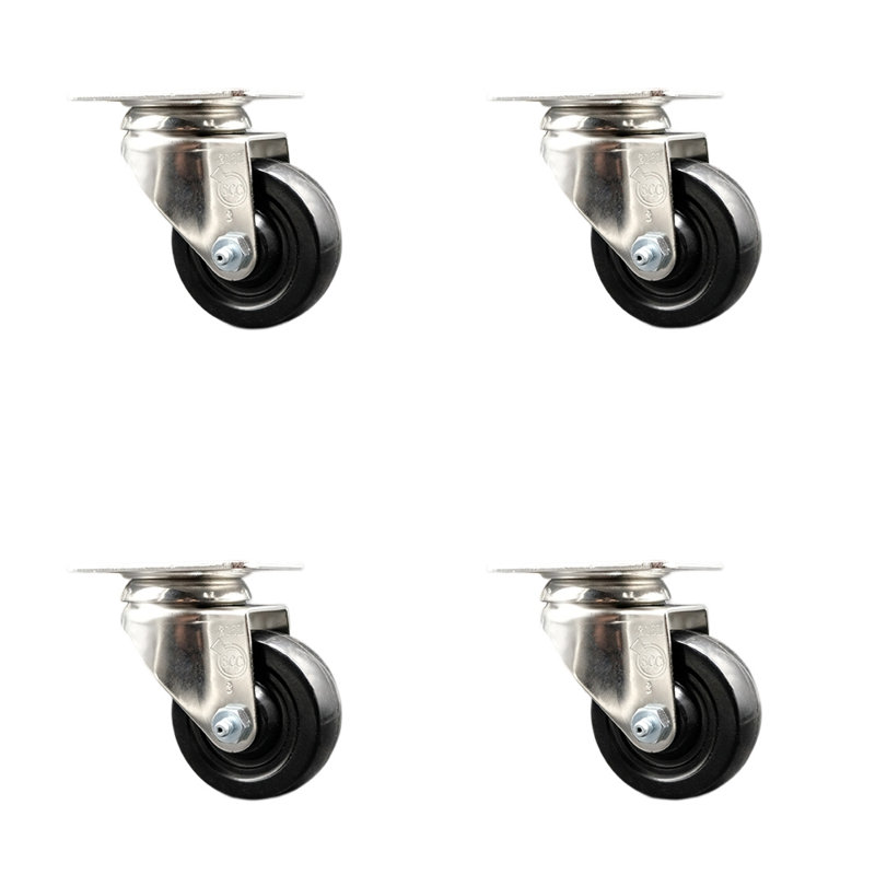 Ensemble de roulettes en acier inoxydable 316SS, 3,5 po de diamètre