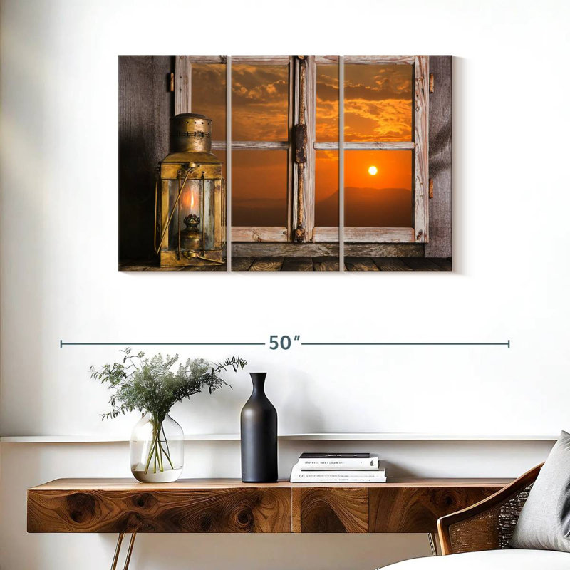 Senne Copper Lantern By The Window, 24" H x 38" W