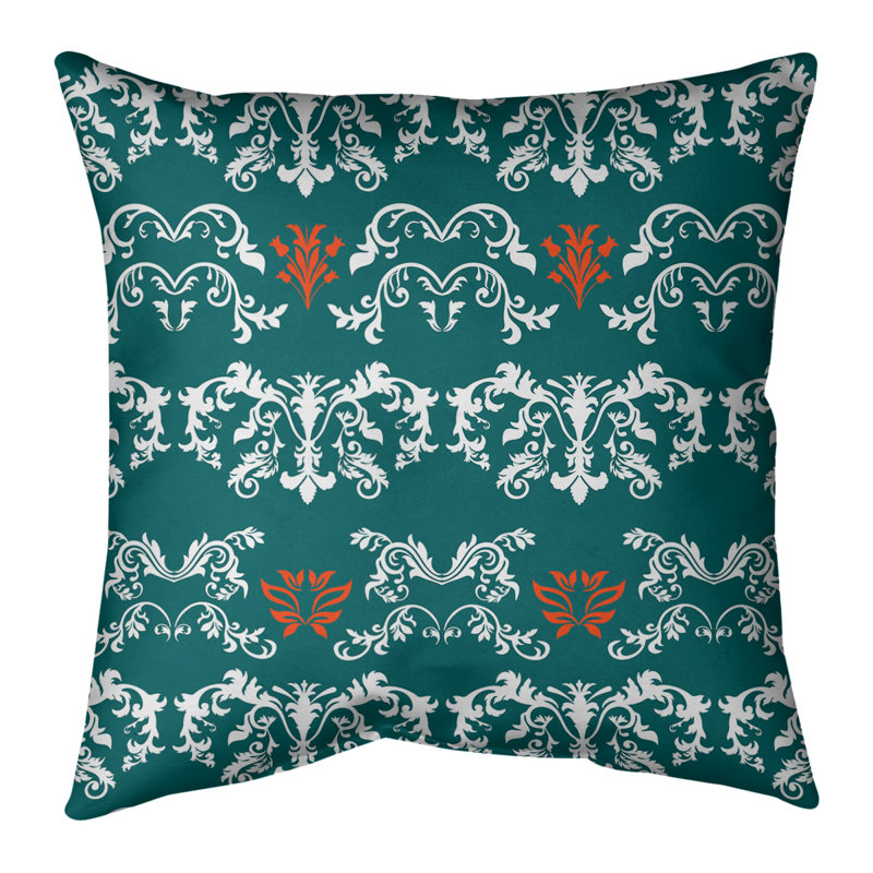 Housse de coussin Miami Bar, Vert foncé / blanc / orange, 20 po X 20 po, Simili daim