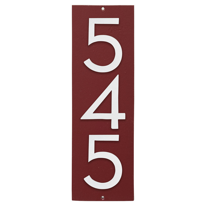 Plaque d'adresse murale sur 1 ligne, Rouge brique / blanc, Oui