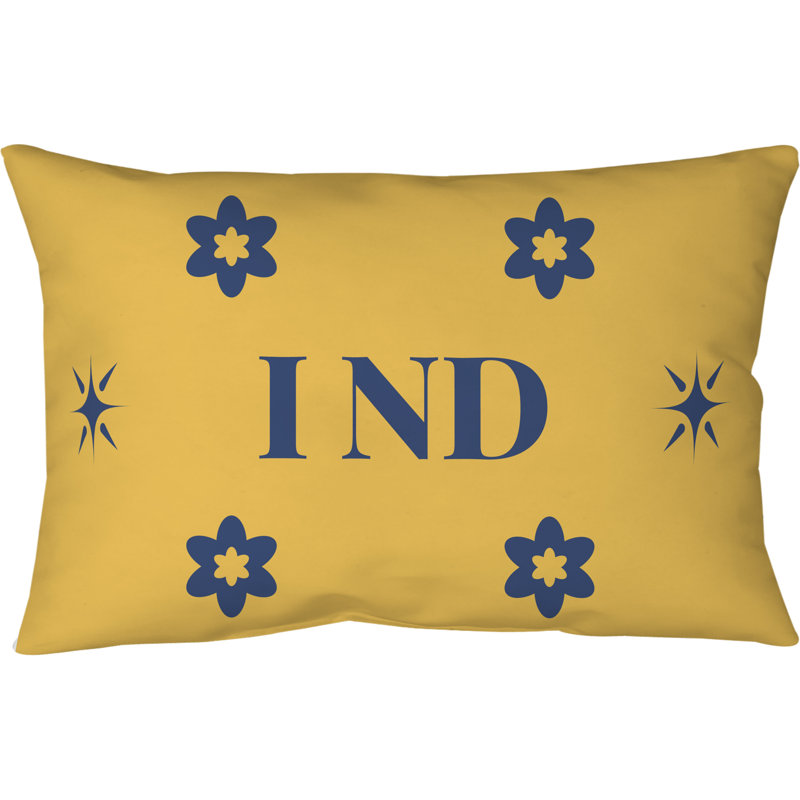 Coussin en coton Indianapolis, Jaune / Bleu
