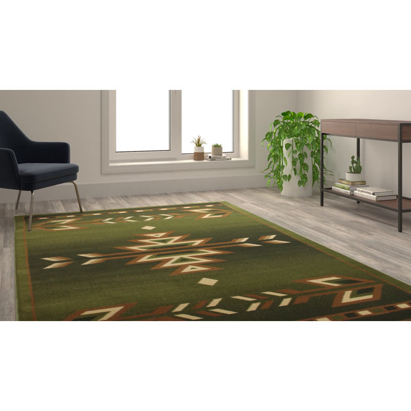 Southwestern Blue and Brown Geometric 6' x 9' Area Rug