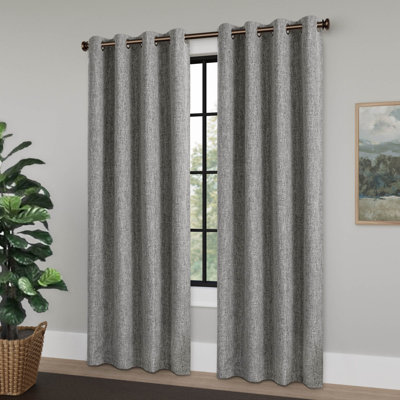 Linen Texture 100% Blackout Grommet Curtain Pair(2 Panels)