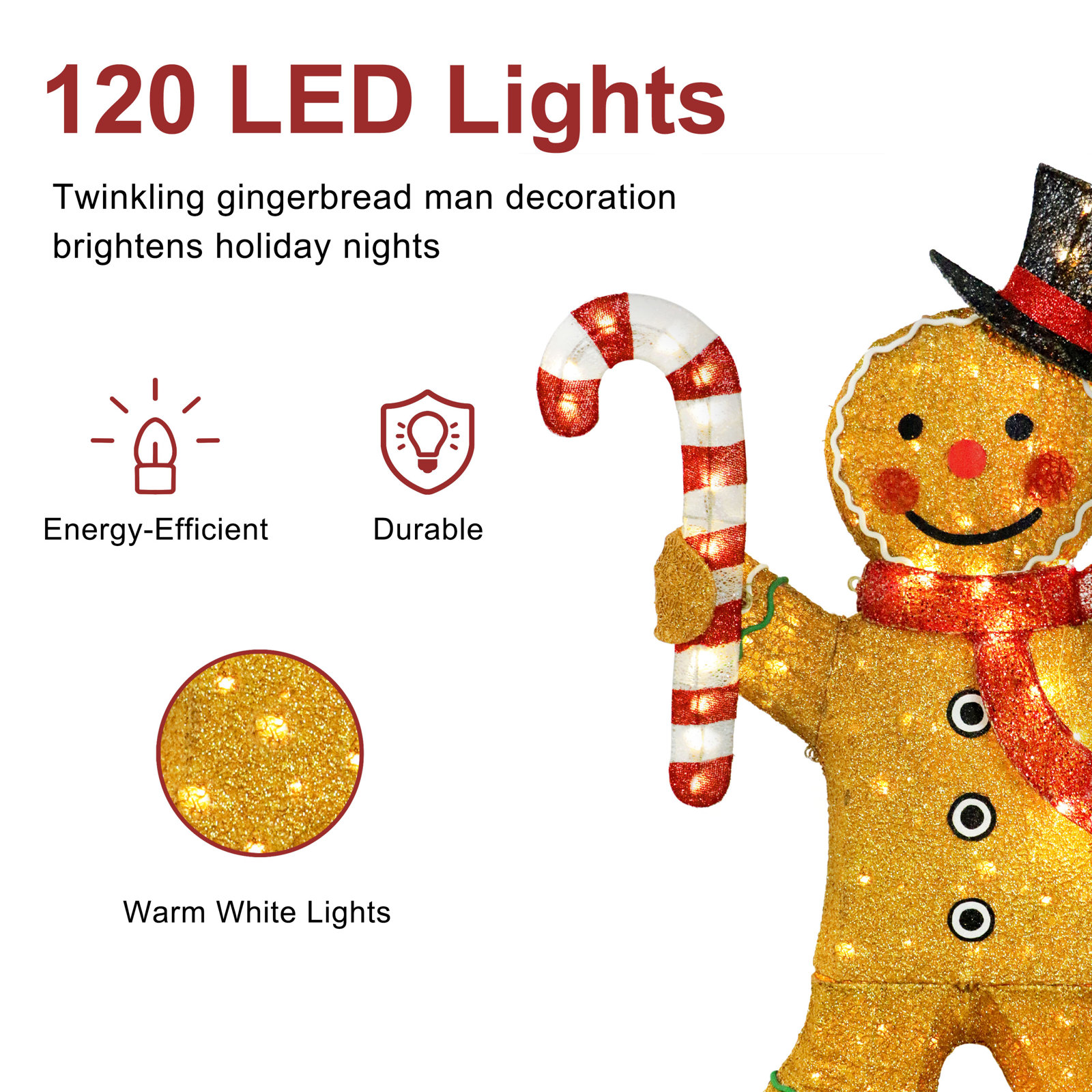 50" Pre-Lit Outdoor Gingerbread Man Decor