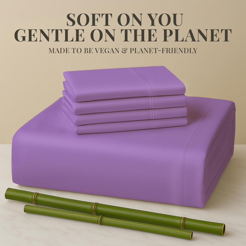Premium Rayon From Bamboo Blend Sheet Set With Deep Pockets, Cooling and Breathable, King Sheet Set with 4 Pillowcases