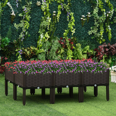 Lit de jardin surélevé de 6 - Jardinières surélevées pour plantes d'extérieur à conception compacte 15,28 po x l 17 po