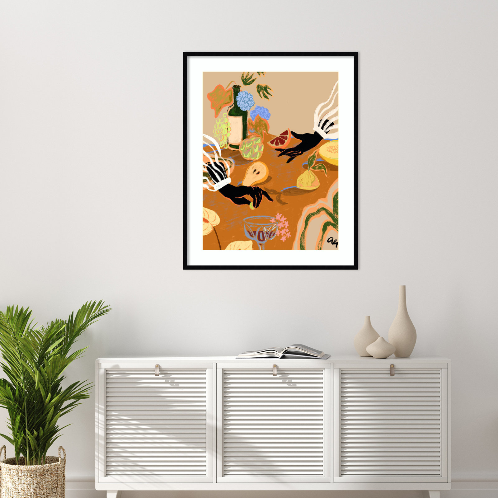 Oberon "Handful of Love (Fruit)" Print, Black, 41" H x 33" W