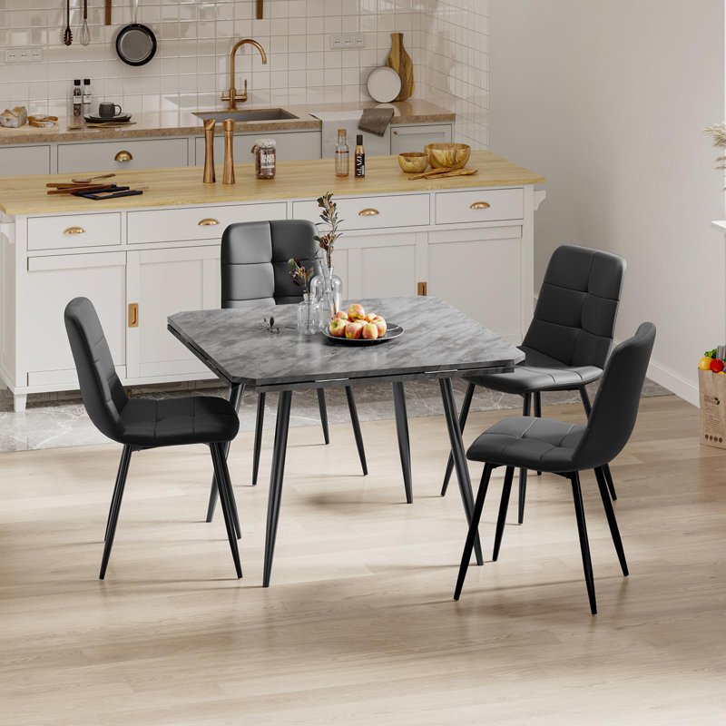 4 - Person Dining Set, Black, Grey