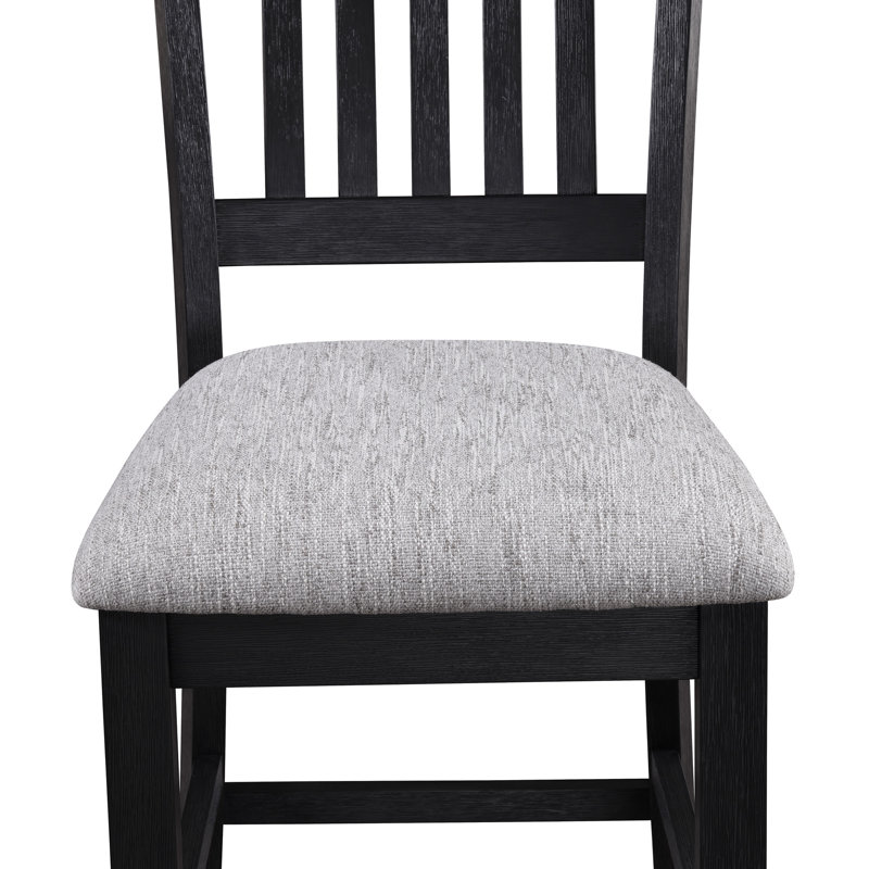 Chaises de salle à manger à hauteur de comptoir 2 pièces, revêtement en tissu gris, chaises de salle à manger rembourrées en bois foncé (2), style, assise,