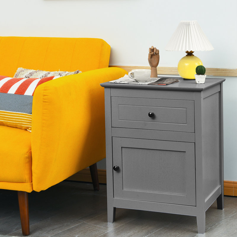 Dulles 48cm W Manufactured Wood Bedside Table, Grey
