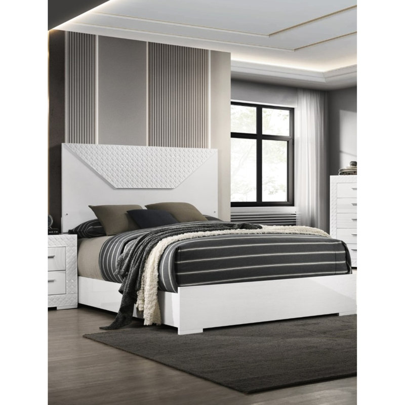 Tête de lit 1pc très grand lit avec luminaires DEL à finition brillante