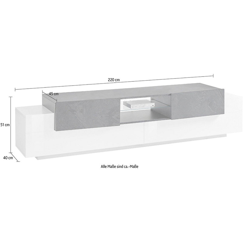 Nostrand Unfinished TV Stand for TVs up to 85", White/Report Grey